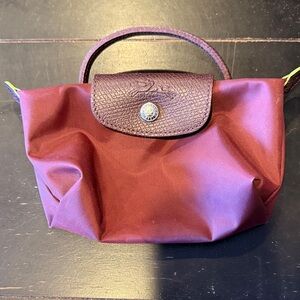 Longchamp Le Pliage burgundy mini bag - 8”x5”x2”